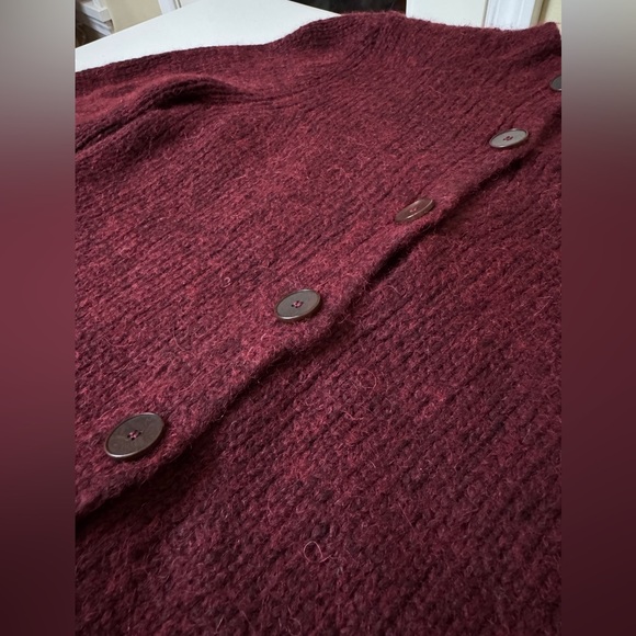 TOAST Burgundy Wool Knit Button-Front Sweater • Cozy Cardigan • Size M - Picture 9 of 16